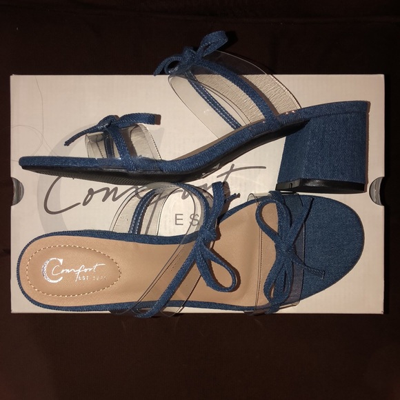 Comfort Denim Bow Heels - Picture 3 of 11